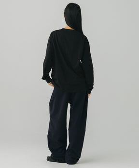 HENLEY NECK SNAP LONG SLEEVE TEE