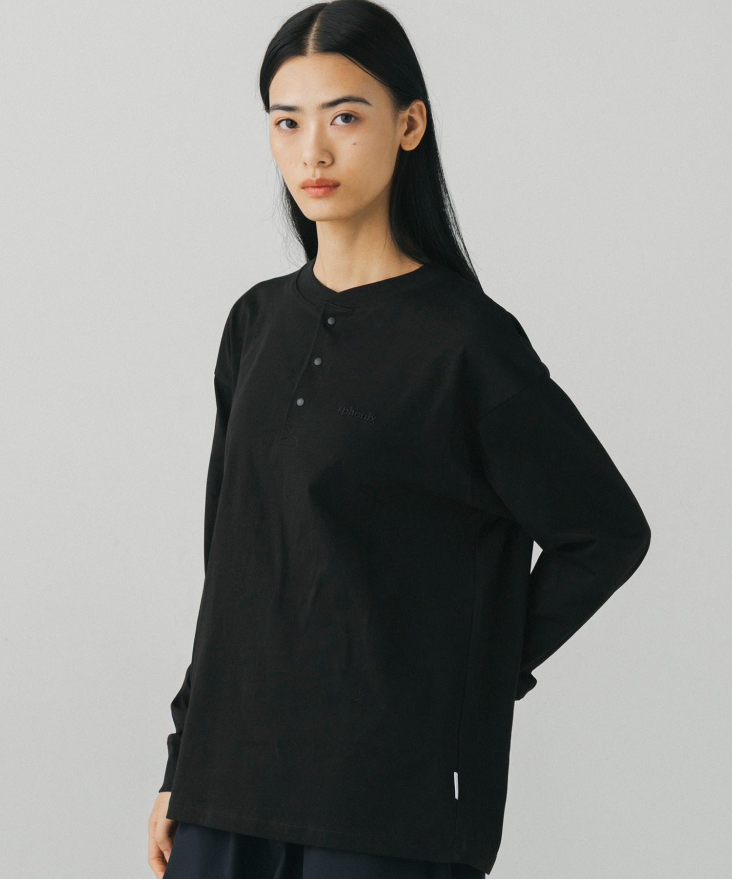 HENLEY NECK SNAP LONG SLEEVE TEE / ヘンリーネック スナップボタン ロングスリーブTシャツ