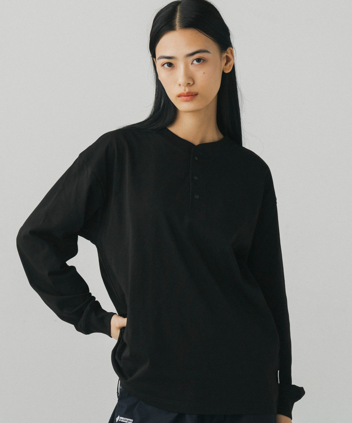 HENLEY NECK SNAP LONG SLEEVE TEE / ヘンリーネック スナップボタン ロングスリーブTシャツ