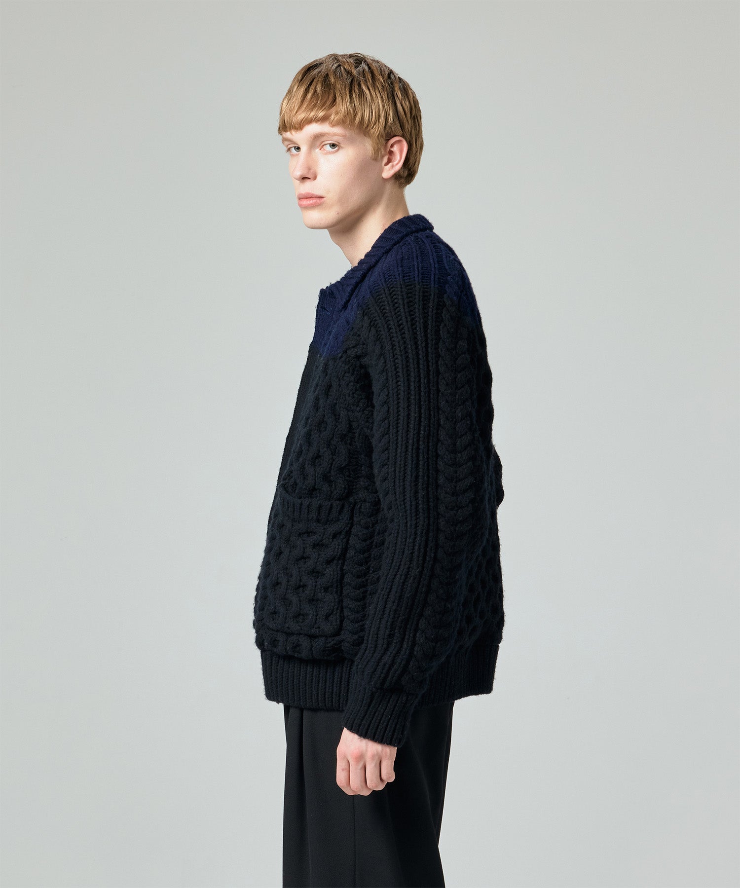 AERO STILL MERINO WOOL GRADATION KNIT CARDIGAN
