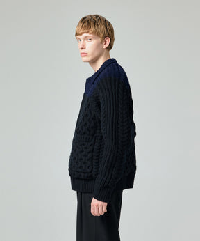 AERO STILL MERINO WOOL GRADATION KNIT CARDIGAN