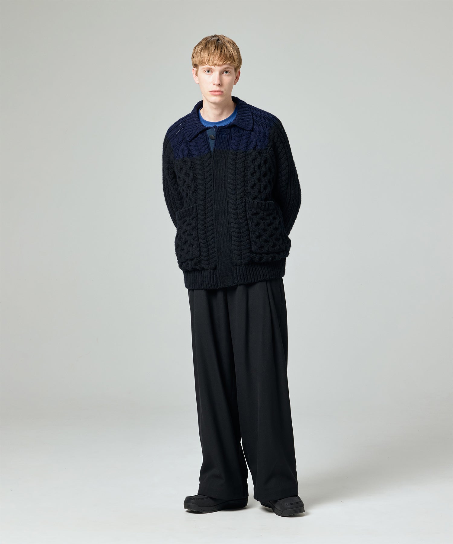 AERO STILL MERINO WOOL GRADATION KNIT CARDIGAN