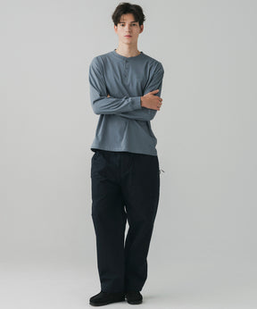 HENLEY NECK SNAP LONG SLEEVE TEE