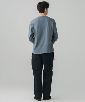 HENLEY NECK SNAP LONG SLEEVE TEE