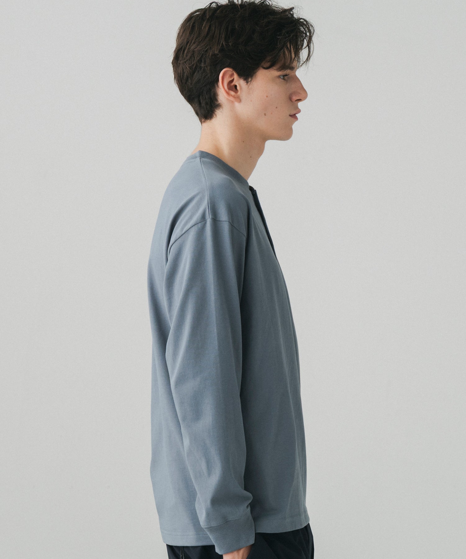 HENLEY NECK SNAP LONG SLEEVE TEE / ヘンリーネック スナップボタン ロングスリーブTシャツ