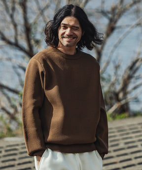 【MENS】HYBRID KNITTED LONG SLEEVE PULL OVER ハイブリッド ニット ロングスリーブ プルオーバー  +phenix(プラスフェニックス)　