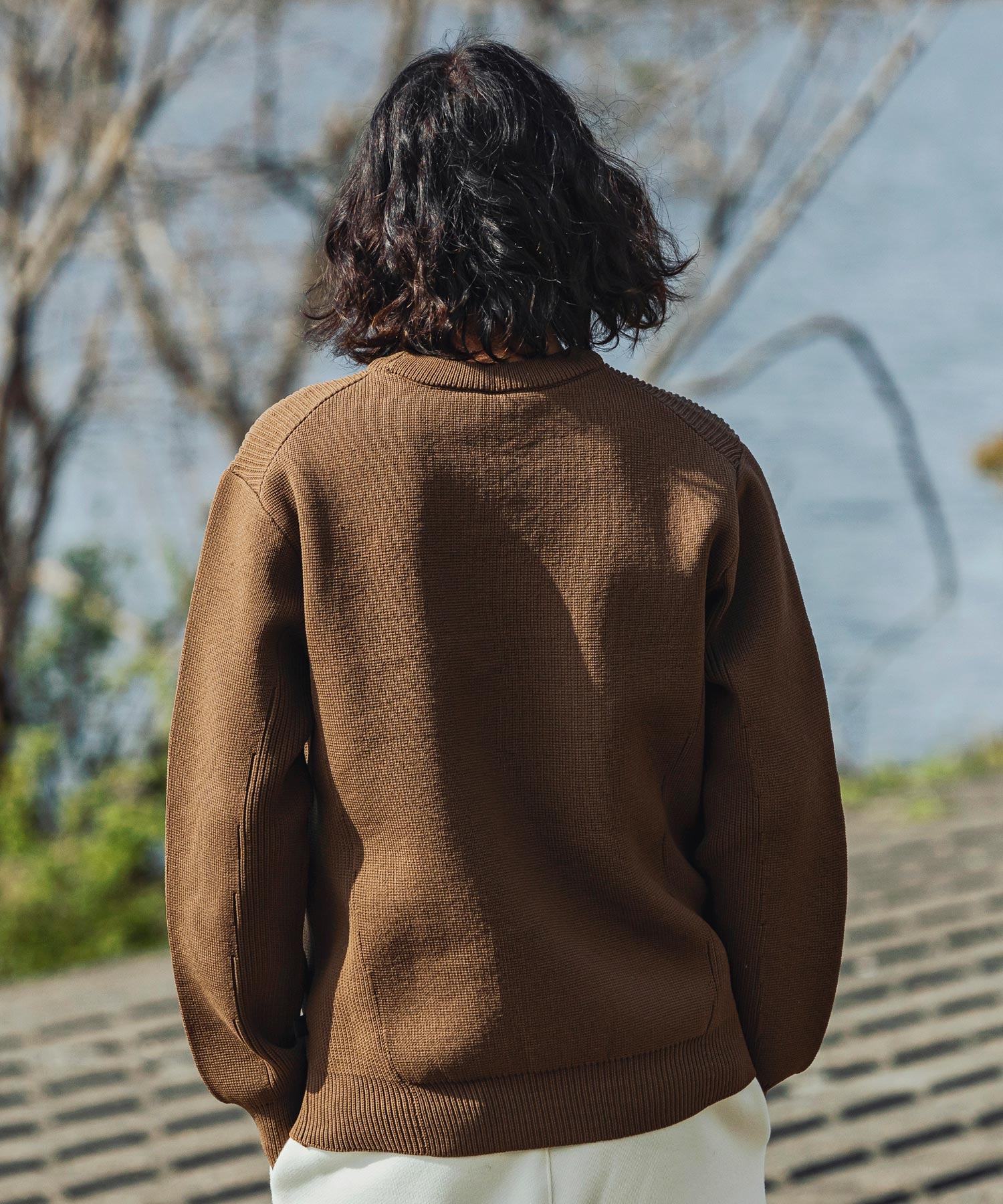 【MENS】HYBRID KNITTED LONG SLEEVE PULL OVER ハイブリッド ニット ロングスリーブ プルオーバー  +phenix(プラスフェニックス)　