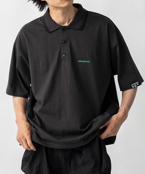 【MENS】ビッグシルエット ワンポイントプリント 半袖切替ポロシャツ /inhabitant(インハビタント)