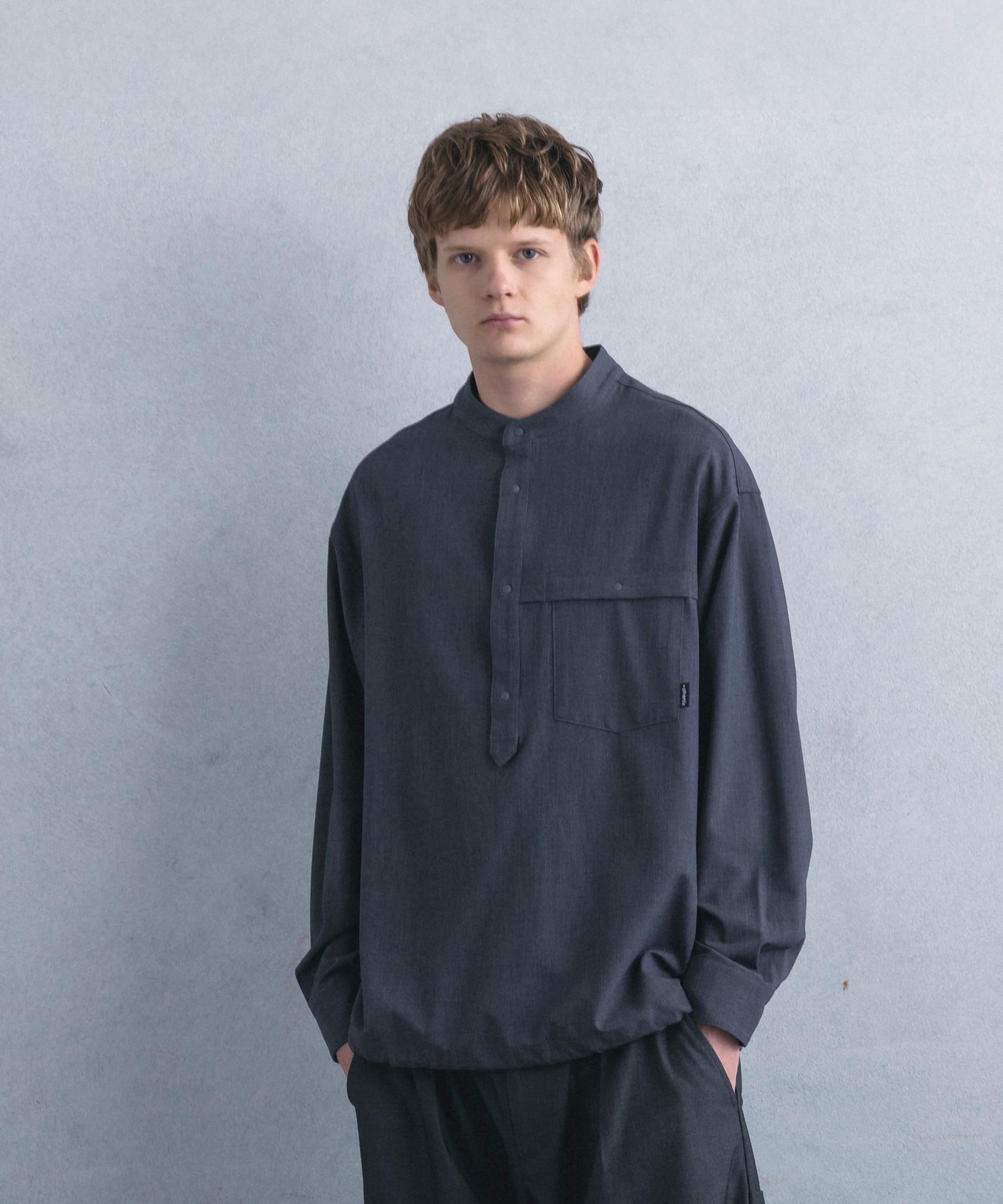 【1月中旬お届け予約商品】PULLOVER BAND COLLAR SHIRT プルオーバーバンドカラーシャツ