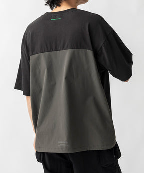 【MENS】ビッグシルエット フロントプリント 切替 半袖ドロストTシャツ /inhabitant(インハビタント)