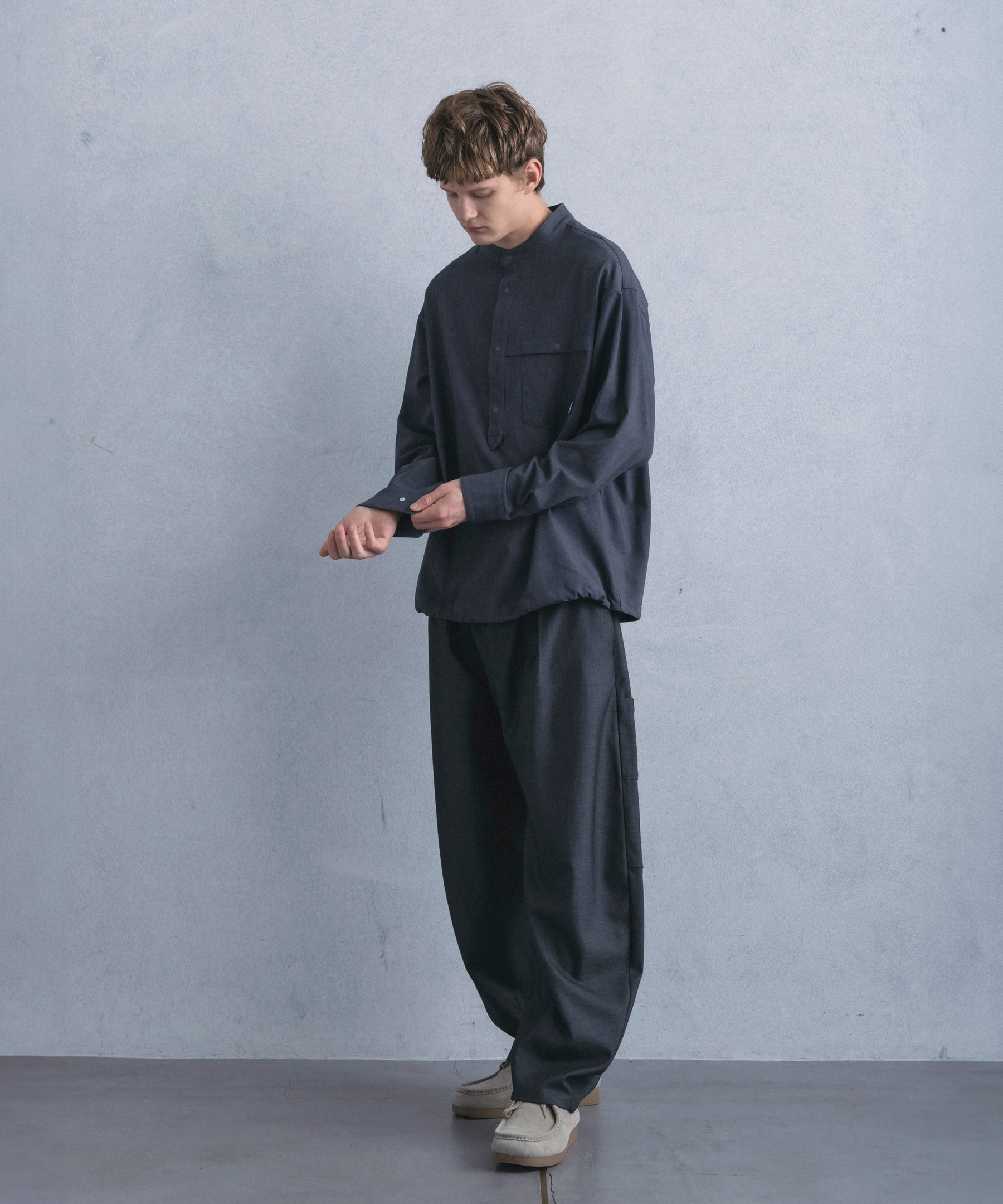 【1月中旬お届け予約商品】PULLOVER BAND COLLAR SHIRT プルオーバーバンドカラーシャツ