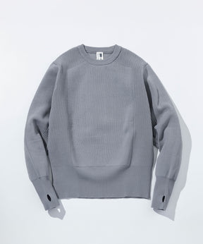 【MENS】HYBRID KNITTED LONG RIB PULL OVER  ハイブリッドニット ロングリブプルオーバー / +phenix(プラスフェニックス)