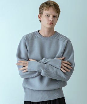 【MENS】HYBRID KNITTED LONG RIB PULL OVER  ハイブリッドニット ロングリブプルオーバー / +phenix(プラスフェニックス)
