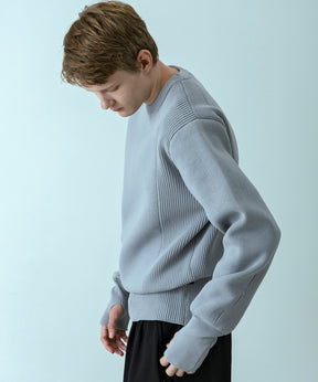 【MENS】HYBRID KNITTED LONG RIB PULL OVER  ハイブリッドニット ロングリブプルオーバー / +phenix(プラスフェニックス)