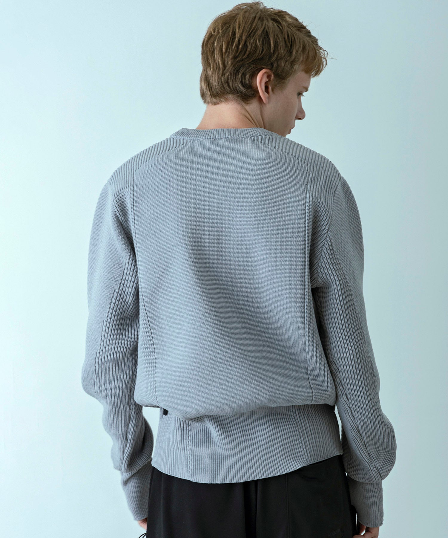 【MENS】HYBRID KNITTED LONG RIB PULL OVER  ハイブリッドニット ロングリブプルオーバー / +phenix(プラスフェニックス)