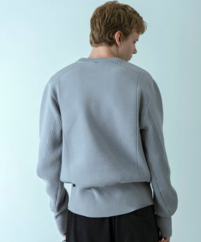 【MENS】HYBRID KNITTED LONG RIB PULL OVER  ハイブリッドニット ロングリブプルオーバー / +phenix(プラスフェニックス)