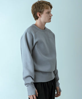 【MENS】HYBRID KNITTED LONG RIB PULL OVER  ハイブリッドニット ロングリブプルオーバー / +phenix(プラスフェニックス)