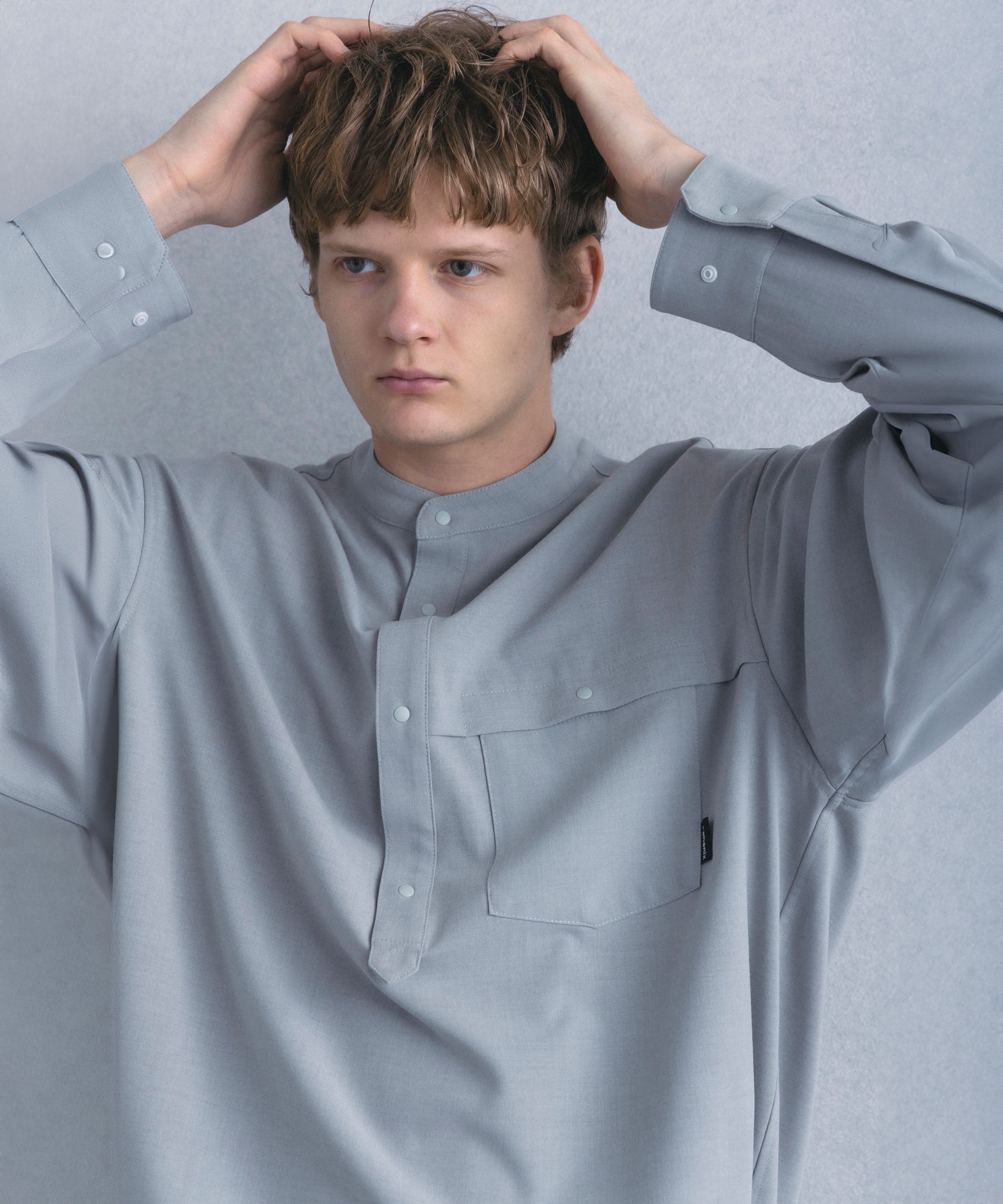 【1月中旬お届け予約商品】PULLOVER BAND COLLAR SHIRT プルオーバーバンドカラーシャツ