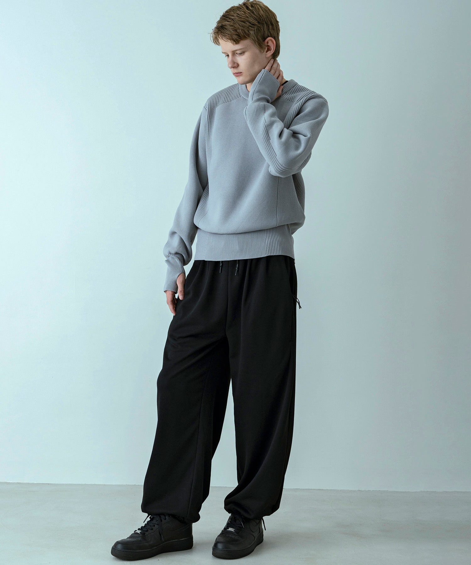 【MENS】HYBRID KNITTED LONG RIB PULL OVER  ハイブリッドニット ロングリブプルオーバー / +phenix(プラスフェニックス)