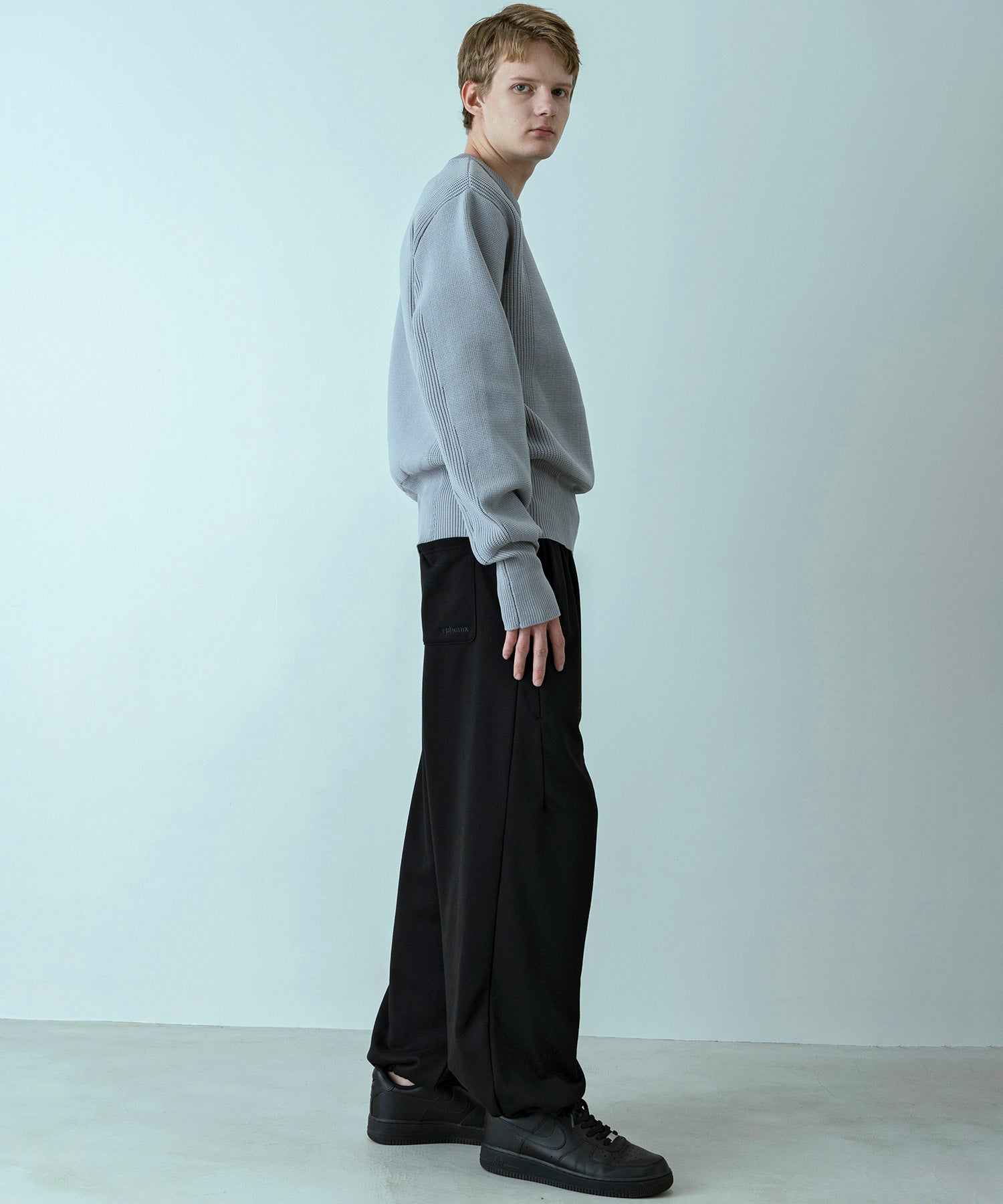 【MENS】HYBRID KNITTED LONG RIB PULL OVER  ハイブリッドニット ロングリブプルオーバー / +phenix(プラスフェニックス)