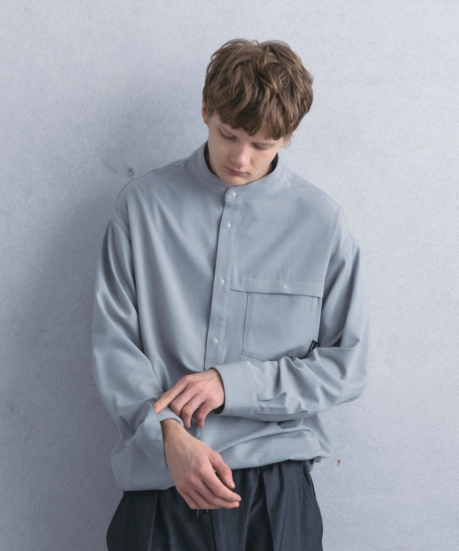 【1月中旬お届け予約商品】PULLOVER BAND COLLAR SHIRT プルオーバーバンドカラーシャツ