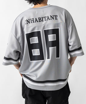 【MENS】ビッグシルエット フロントナンバリングプリント 半袖フットボールTシャツ /inhabitant(インハビタント)