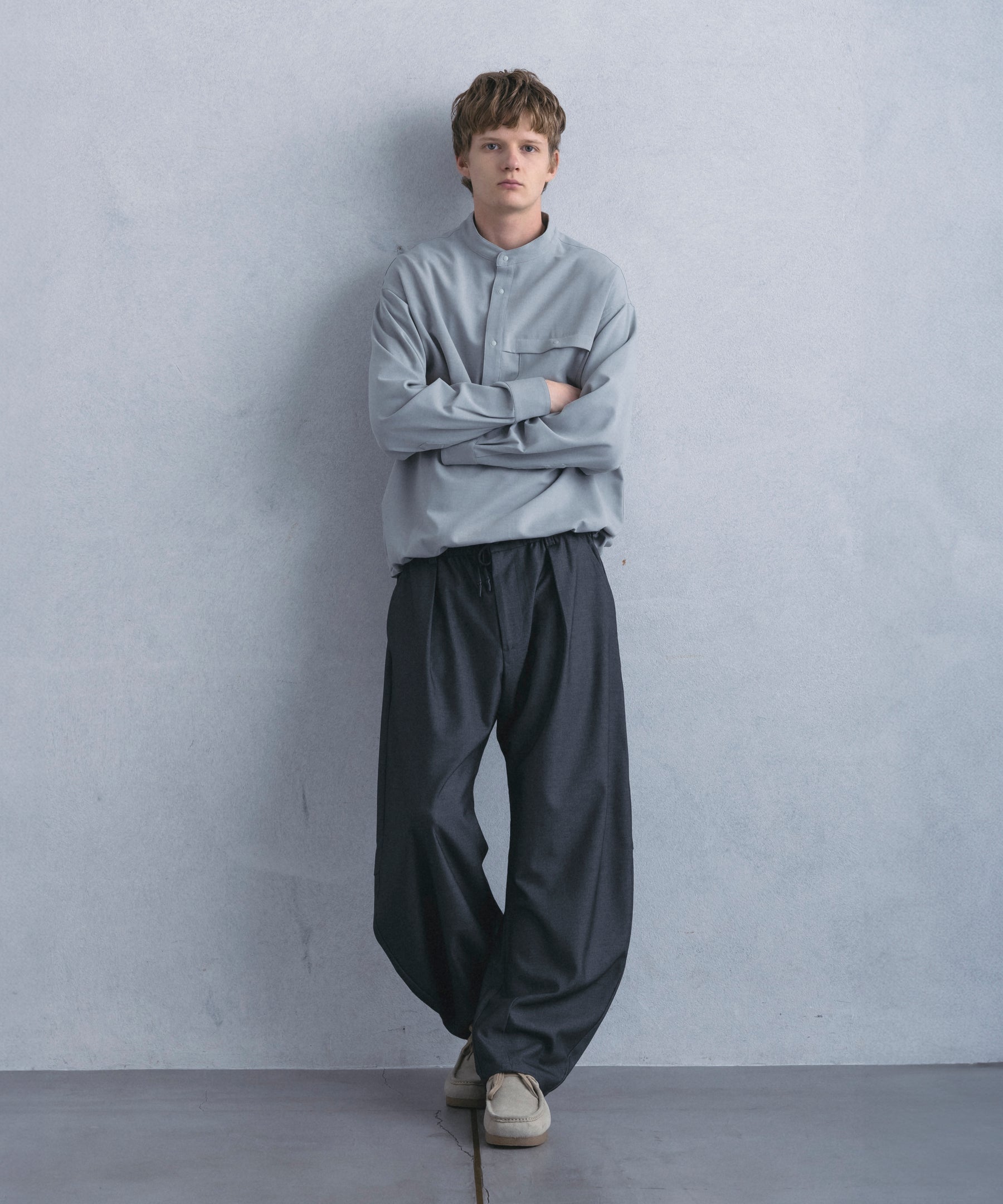 【1月中旬お届け予約商品】PULLOVER BAND COLLAR SHIRT プルオーバーバンドカラーシャツ