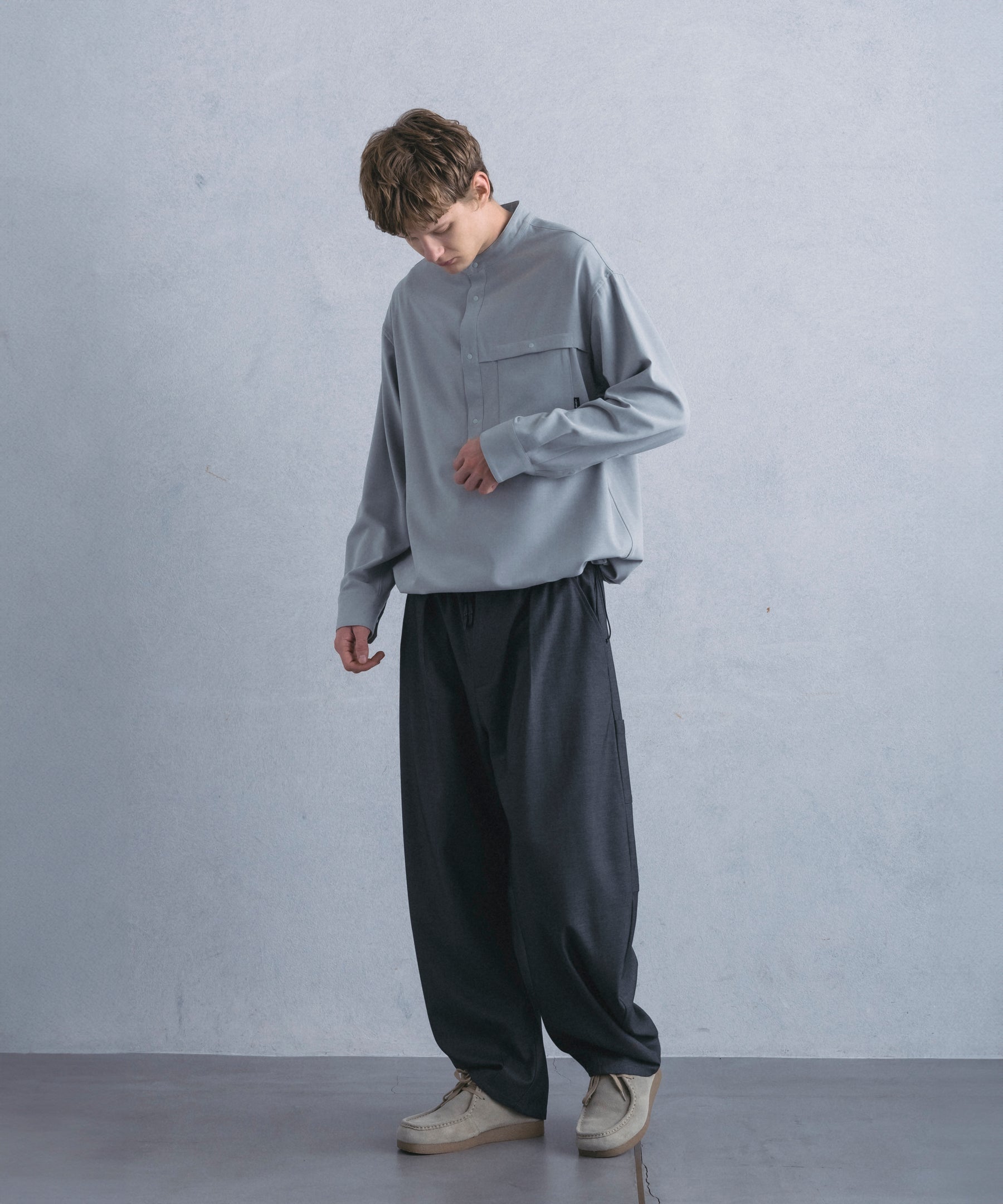 【1月中旬お届け予約商品】PULLOVER BAND COLLAR SHIRT プルオーバーバンドカラーシャツ