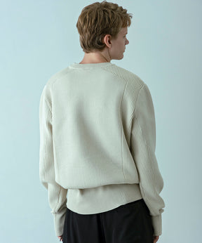 【MENS】HYBRID KNITTED LONG RIB PULL OVER  ハイブリッドニット ロングリブプルオーバー / +phenix(プラスフェニックス)