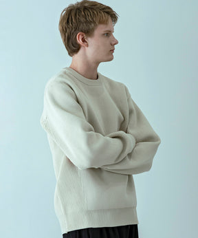 【MENS】HYBRID KNITTED LONG SLEEVE PULL OVER  ハイブリッドニット ロングスリーブプルオーバー / +phenix(プラスフェニックス)