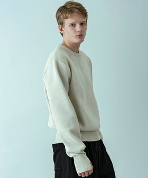 【MENS】HYBRID KNITTED LONG RIB PULL OVER  ハイブリッドニット ロングリブプルオーバー / +phenix(プラスフェニックス)