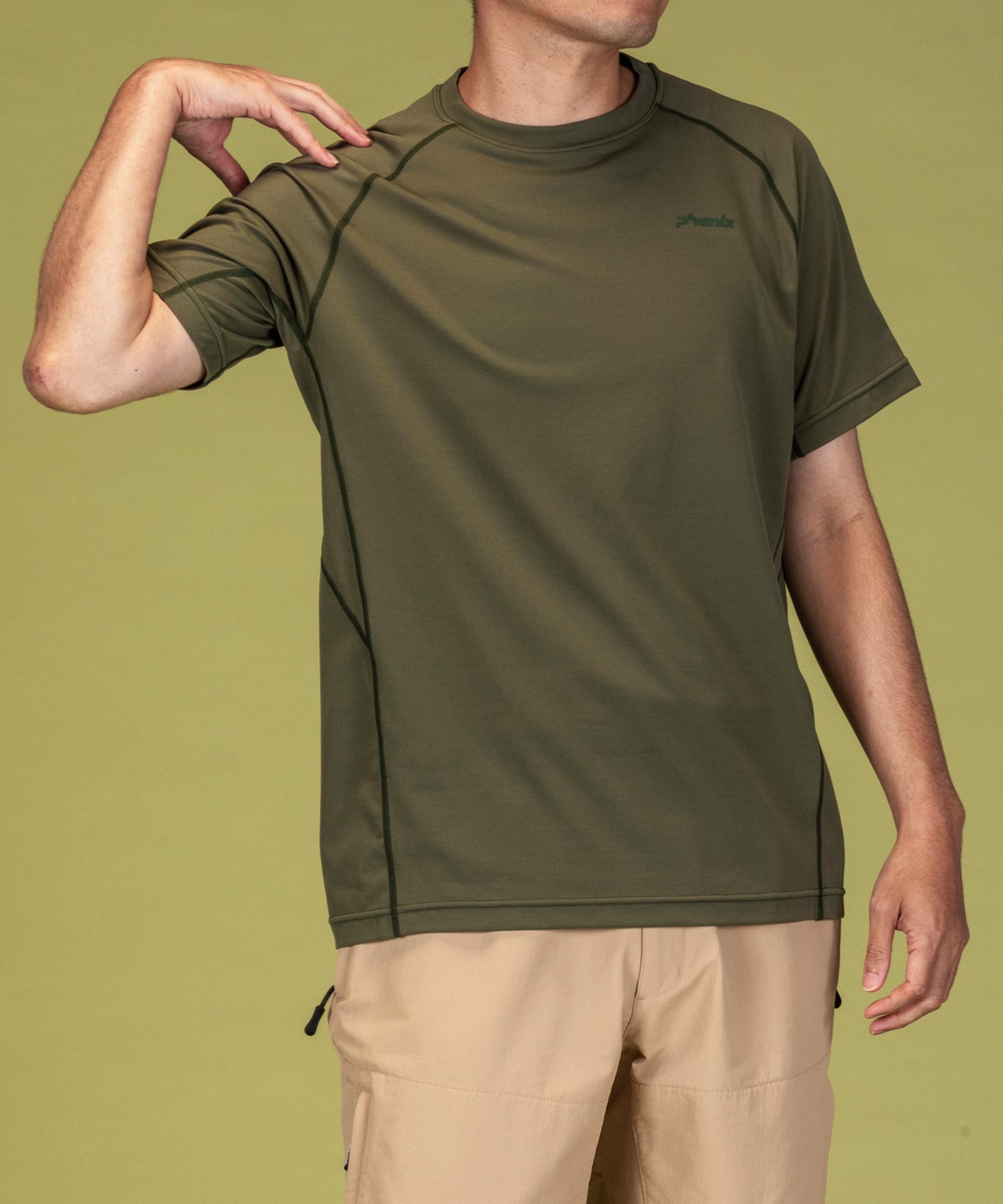 【MENS】クルーネック半袖Tシャツ メンズTシャツ 速乾 ストレッチ 快適 抗菌 防臭 ティーシャツ インナー / phenix outdoor(フェニックスアウトドア)