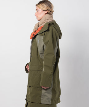 【WOMENS】撥水加工ロングジャケット Color Combination  Long Jacket テックウェア アーバンアウトドア 高機能ウェア +phenix(プラスフェニックス)