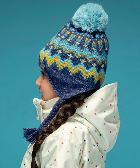 【KIDS/JUNIOR】Mix Border Junior Earflap Beanie ミックスボーダージュニアイヤーフラップビーニー / JUNIOR ACC / 子供用 ニットキャップ / phenixスキーウェア 24AW