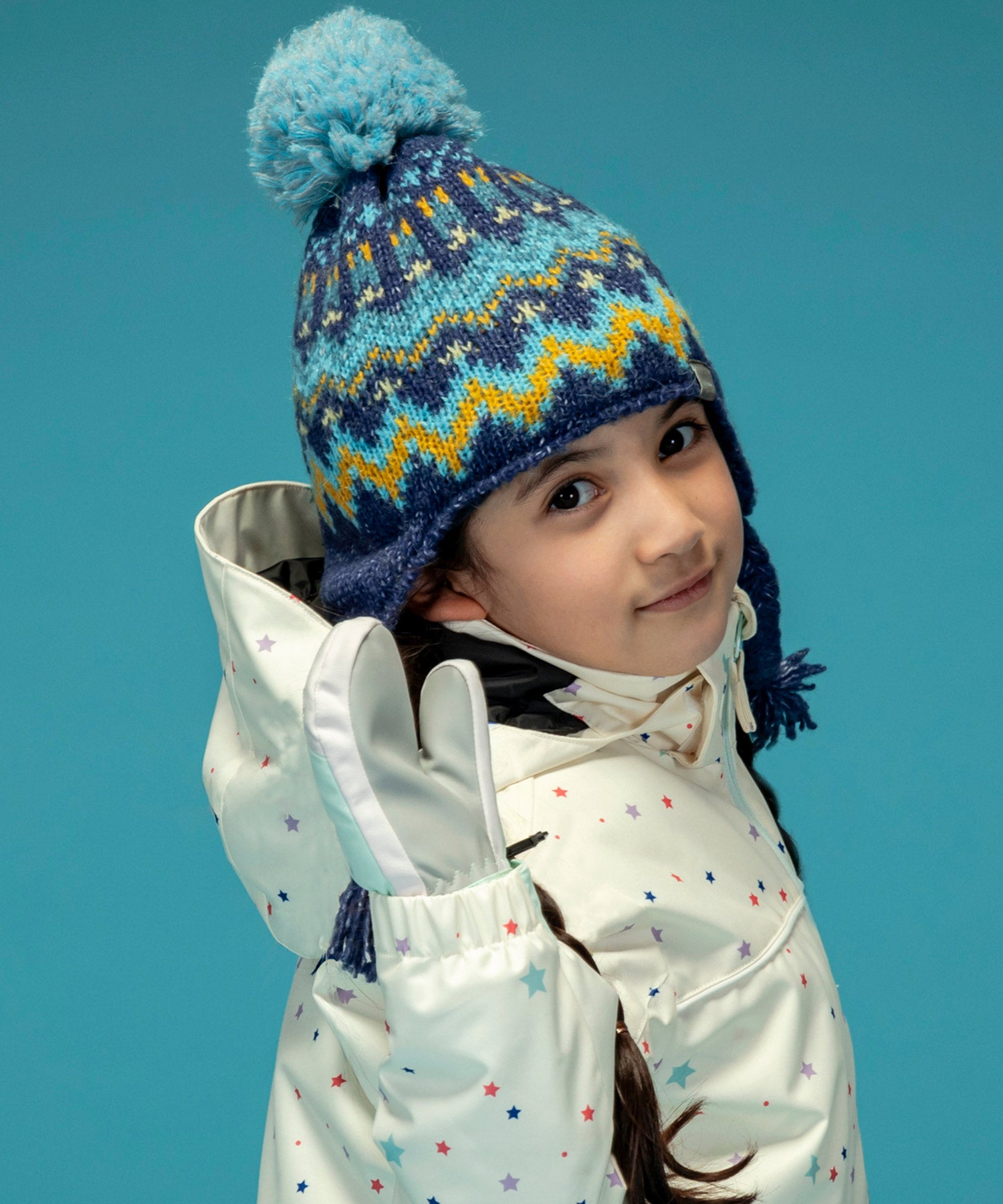 【KIDS/JUNIOR】Mix Border Junior Earflap Beanie ミックスボーダージュニアイヤーフラップビーニー / JUNIOR ACC / 子供用 ニットキャップ / phenixスキーウェア 24AW