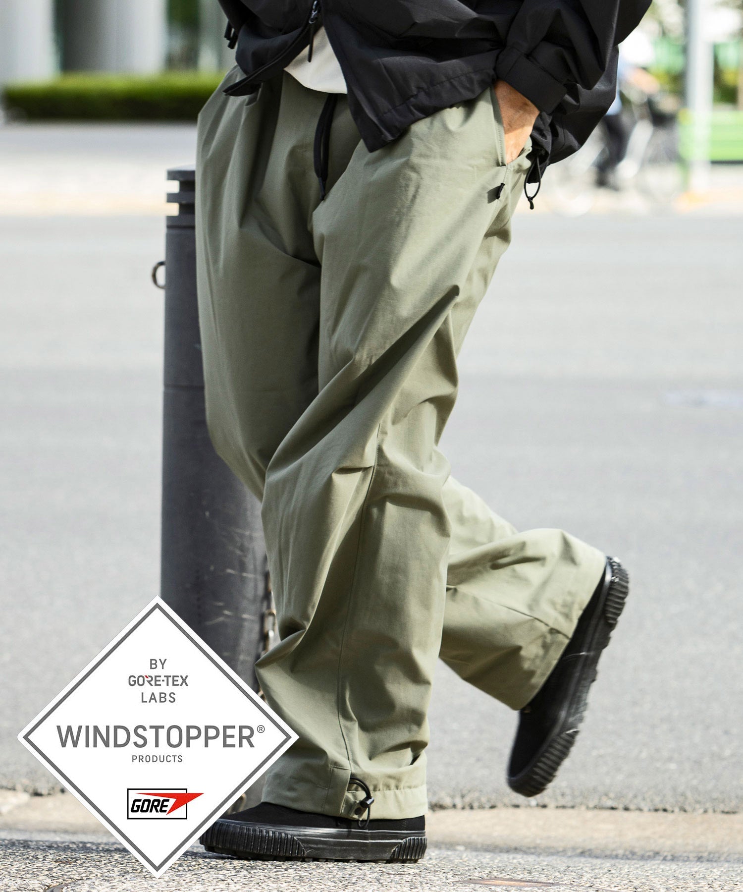 【MENS】WEATHER PROOF OVER PANTS ウェザープルーフオーバーパンツ / WINDSTOPPER(R) プロダクト by GORE TEX LABS / +phenix(プラスフェニックス)