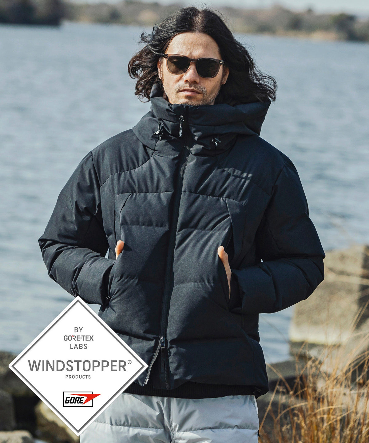 【MENS】FUSED QUILTING DOWN JACKET ヒューズド キルティング ダウンジャケット ウィンドストッパー / WINDSTOPPER(R) プロダクト by GORE TEX LABS +phenix(プラスフェニックス)