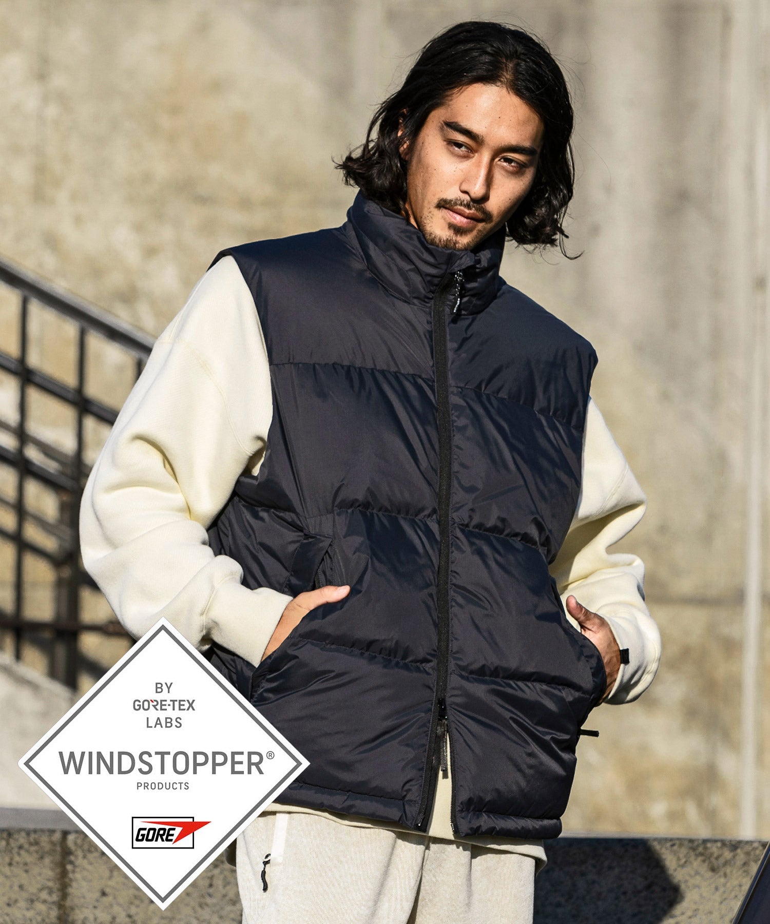 【10月下旬お届け予約商品】【MENS】QUILTING DOWN VEST キルティング ダウンベスト / WINDSTOPPER(R) プロダクト by GORE TEX LABS +phenix(プラスフェニックス)