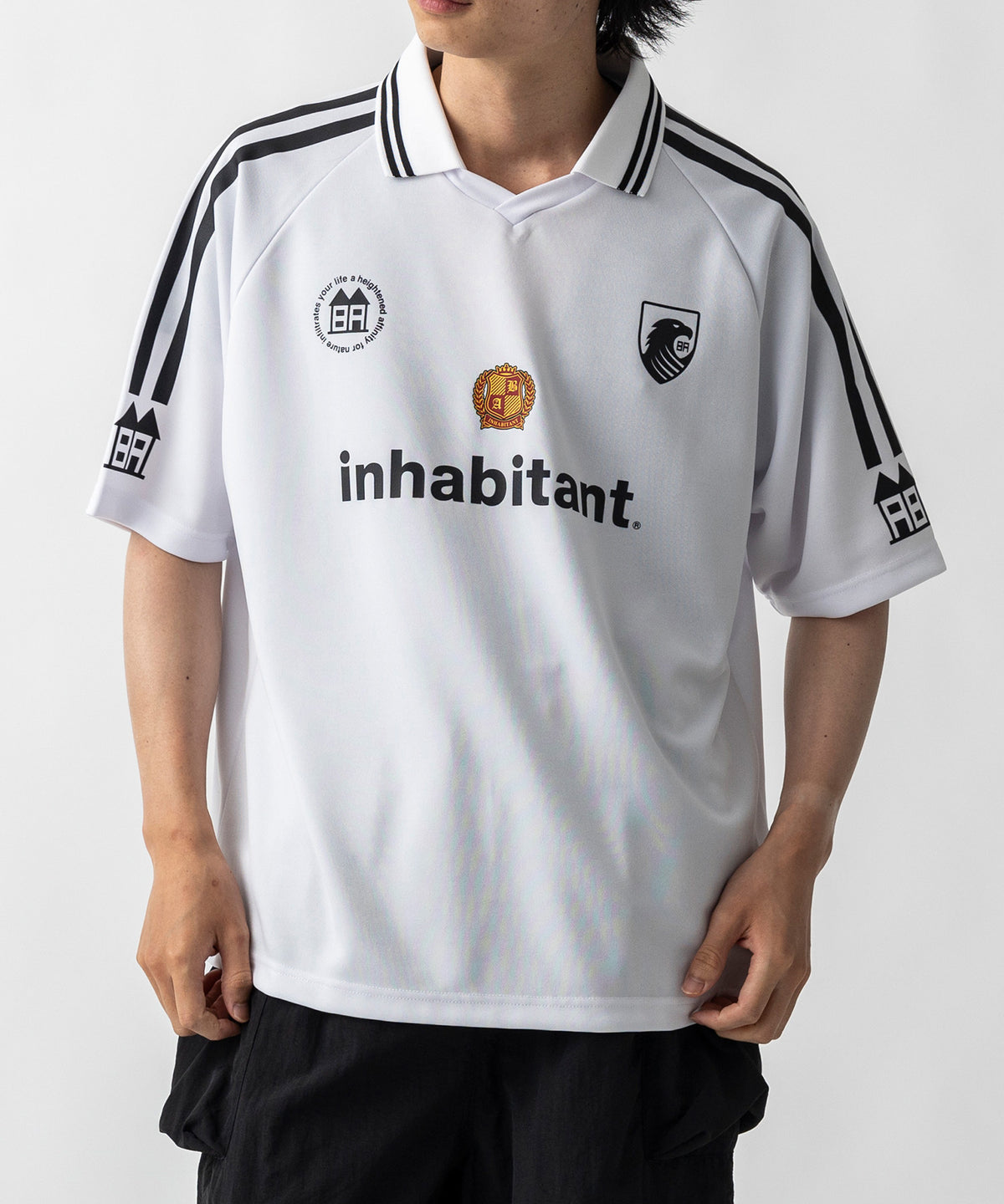 【MENS】ビッグシルエット ユニフォームライク 半袖サッカーTシャツ /inhabitant(インハビタント)