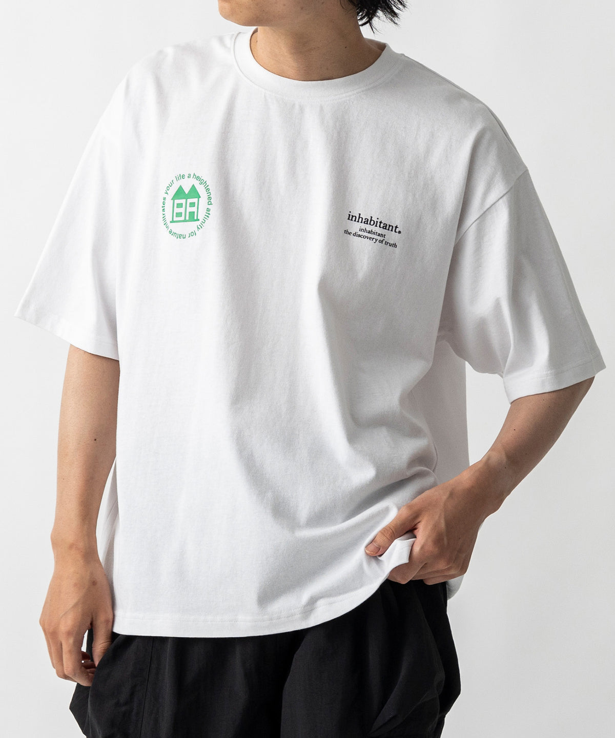 【MENS】ビッグシルエット バックプリント半袖Tシャツ /inhabitant(インハビタント)