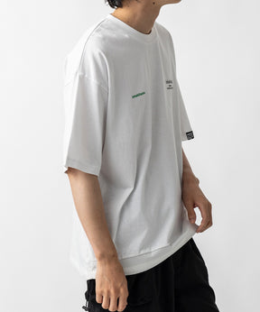 【MENS】ビッグシルエット フロントプリント 切替 半袖ドロストTシャツ /inhabitant(インハビタント)