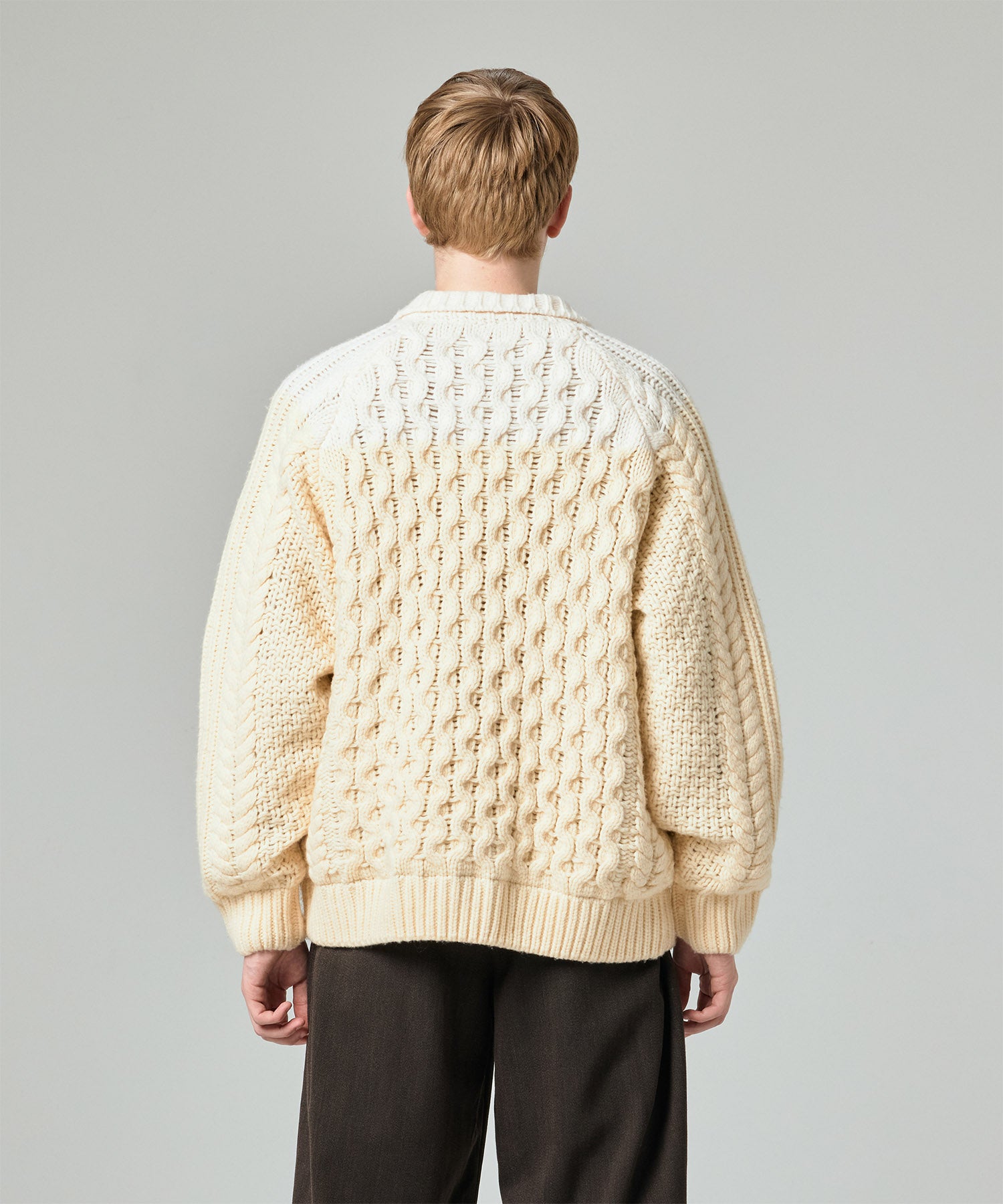 AERO STILL MERINO WOOL GRADATION KNIT CARDIGAN
