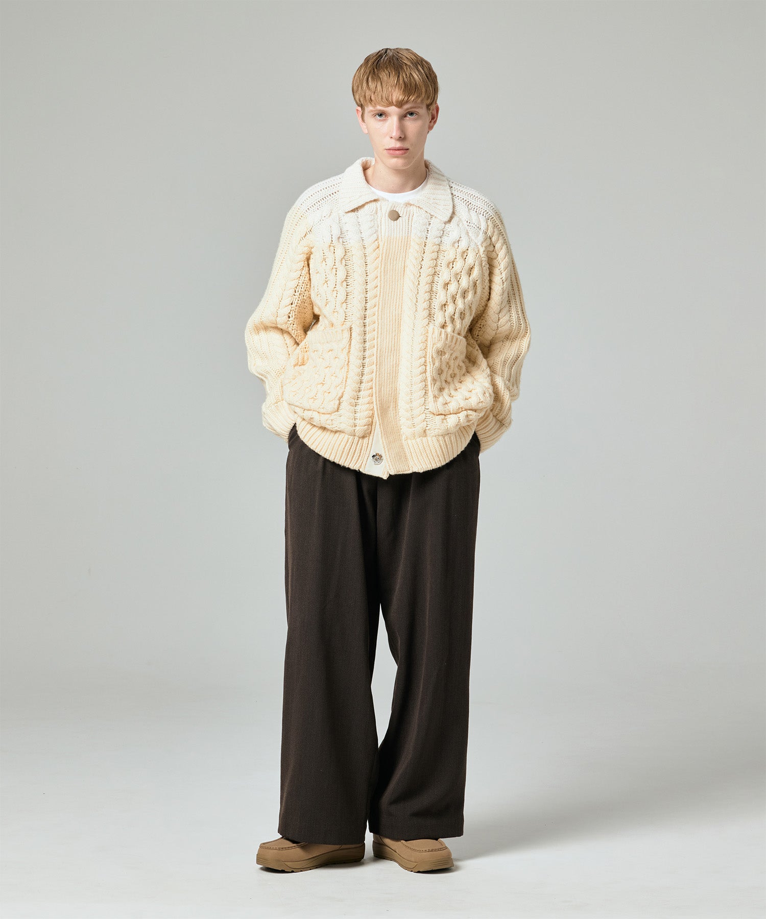 AERO STILL MERINO WOOL GRADATION KNIT CARDIGAN