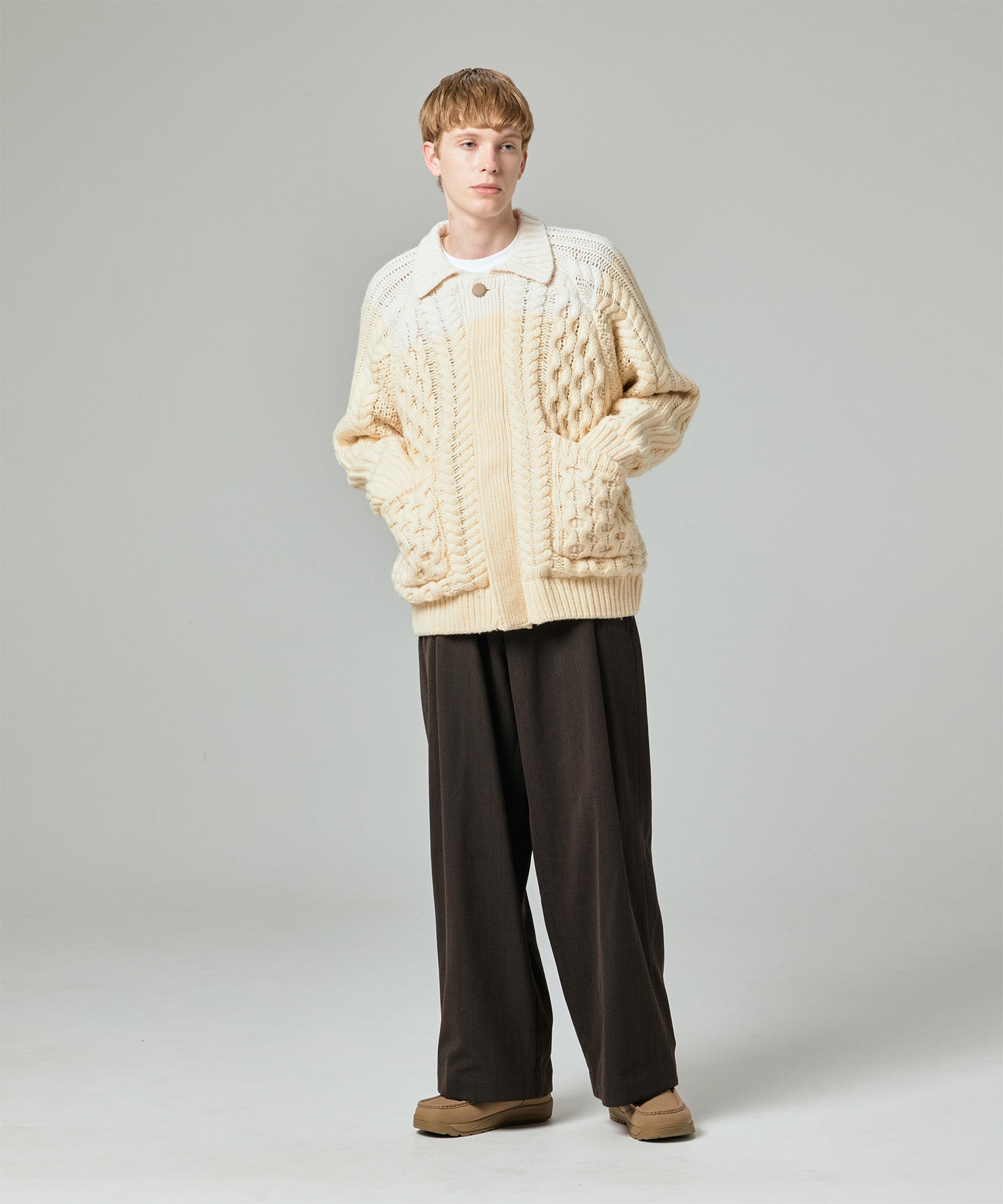 AERO STILL MERINO WOOL GRADATION KNIT CARDIGAN